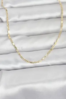 CM 14K Gold Renk Lazerli Zincir Model 60 cm Kadın Kolye