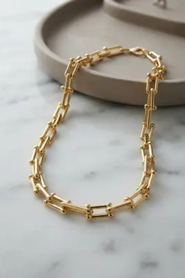 Gold Renk Pirinç Tifani Model Kadın Kolye