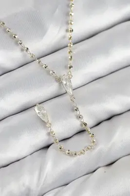 Pirinç Zirkon Taşlı Gold Renk Kadın Y Kolye