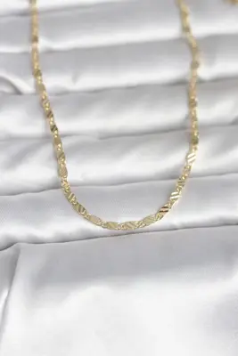 CM 14K Gold Renk Çizgi Lazer Model 60 cm Kadın Kolye