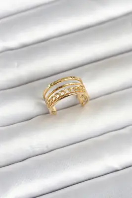 316L Çelik Gold Renk Zincirli Vintage Model Kadın Yüzük
