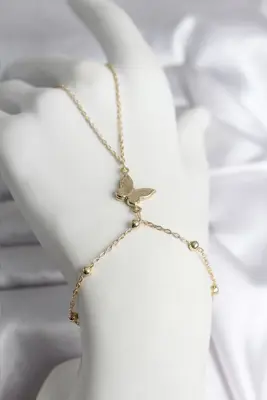 316L Çelik Gold Renk Kelebek Model Kadın Şahmeran