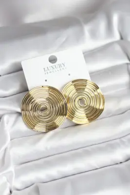 Pirinç Gold Renk Circle Model Kadın Küpe