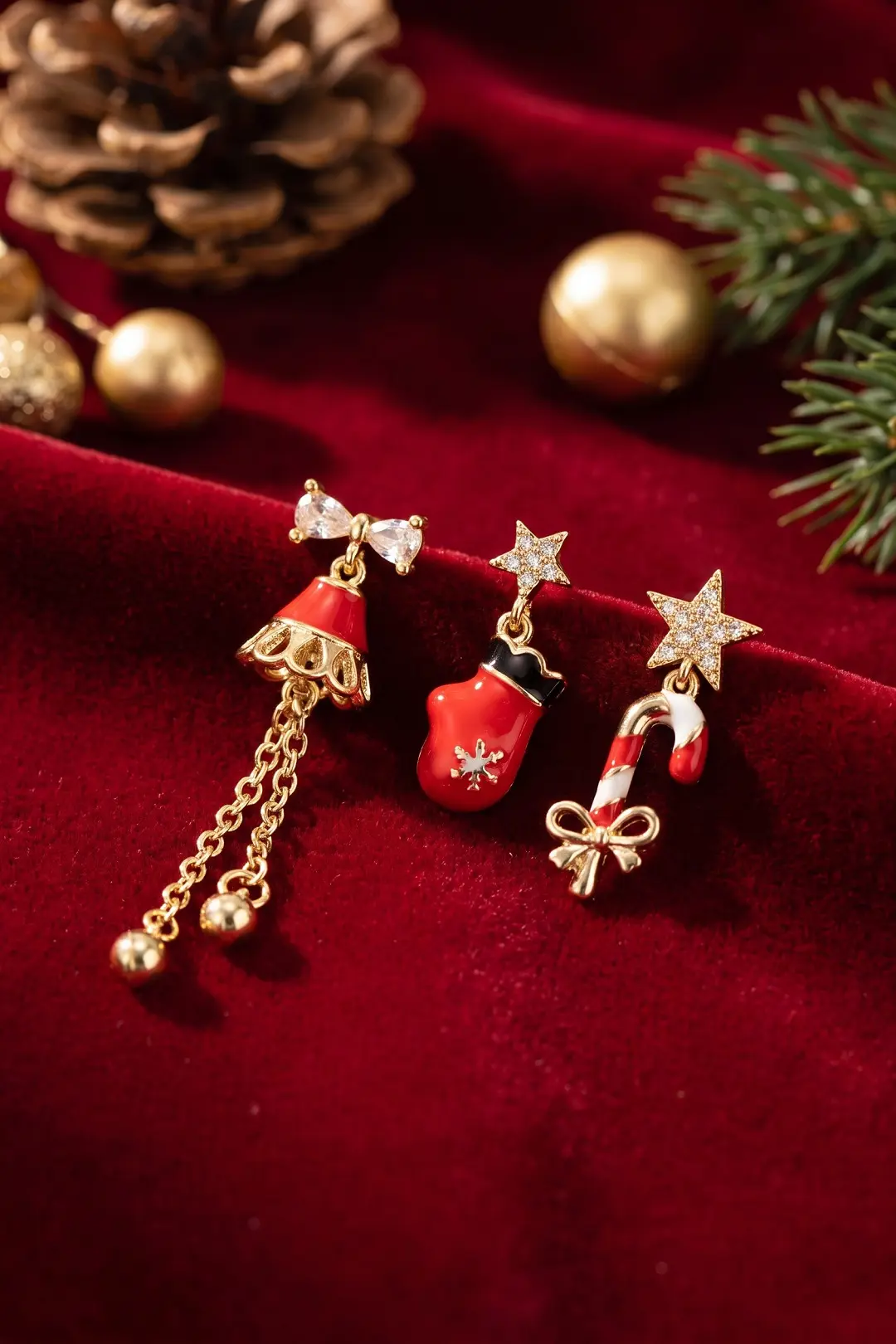 Christmas Koleksiyonu Zirkon Taşlı Yılbaşı Küpe