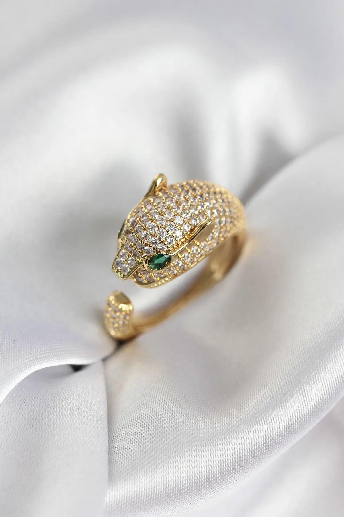 Jaguar Model Gold Renk Zirkon Taşlı Kadın Yüzük