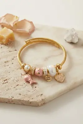 Trex ve Kalp Pembe Charmlı Bileklik