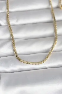 CM 14K Gold Renk Yassı Model 60 cm Kadın Kolye