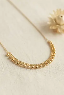 Gold Pirinç Topçuk Model Kadın Kolye