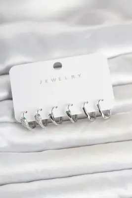 Pirinç Gümüş Renk Yılan Model Kadın Küpe Seti