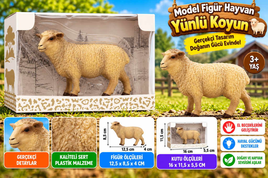 Kutulu Model Figür Hayvan Yünlü Koyun