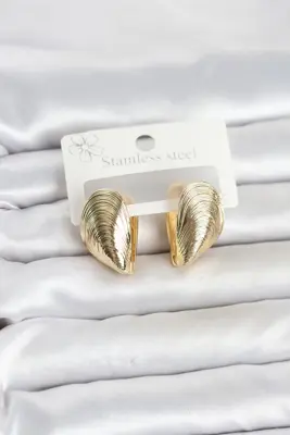 316L Çelik Gold Renk Midye Model Kadın Küpe