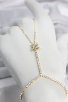 Gold Renk Pirinç Zirkon Taşlı Deniz Yıldızı Model Şahmeran