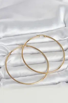 316L Çelik Gold Renk 70 mm Kadın Halka Küpe