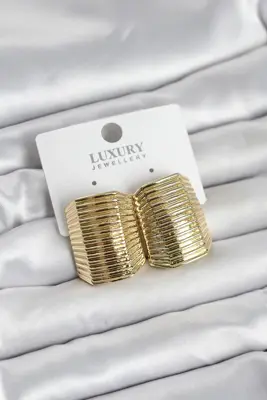 Gold Renk Pirinç Vintage Esintili Statement Küpe