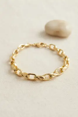 Pirinç Gold Renk Faset Zincirli Kadın Bileklik