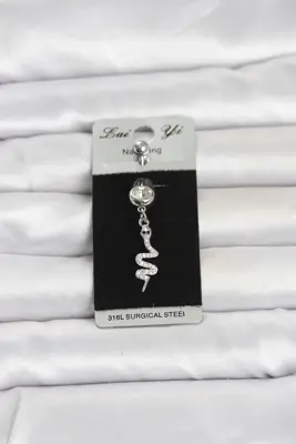 316L Cerrahi Çelik Sallantılı Yılan Model Göbek Piercing